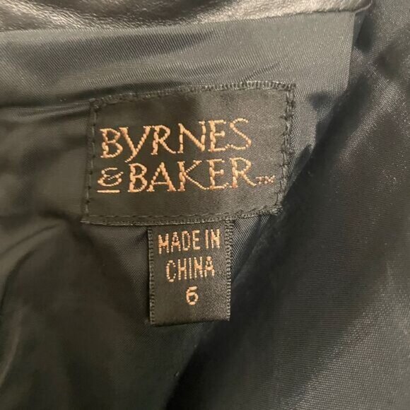 Vintage Byrnes & Baker Black Leather Pencil Skirt High-Waisted Knee Length SZ 6 - Picture 7 of 9